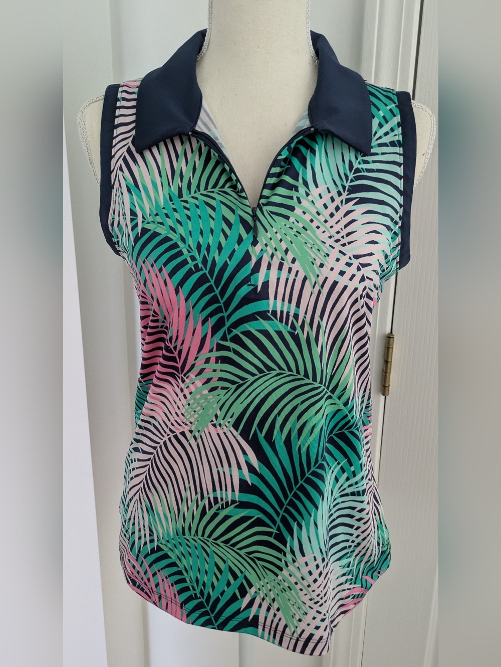 Tommy Bahama Navy and Mint Golf Polo, Sz M